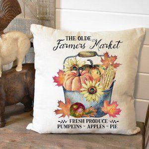 Fall Pillow Cover, Farmers Market, Indoor/Outdoor